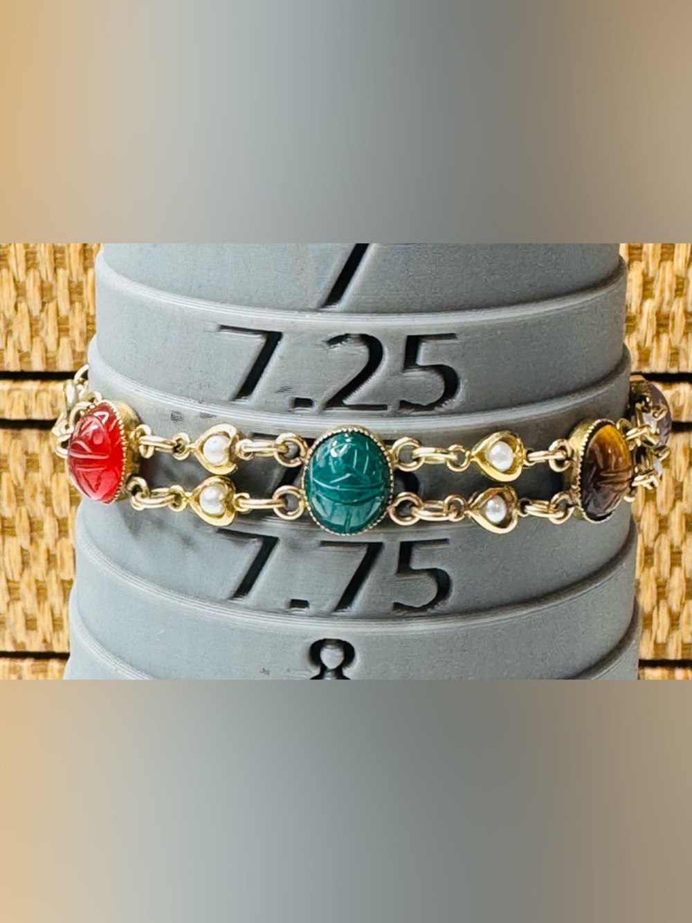 Scarab Bracelet 1/20 12k gold filled with pearl accents